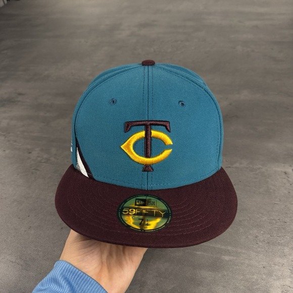 Hat Club Minnesota Twins‎ New Era Cap 7 1/4 Aqua Teal Blue Gold Maroon Burgundy - Picture 2 of 8